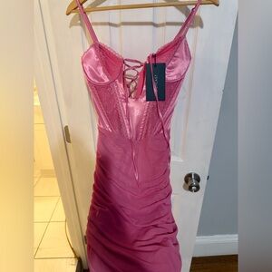 Outcast Pink Lace Corset Lace Dress